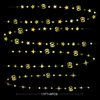 Gold 60th Birthday Decorations Number 60 Circle Dot Twinkle Star Garland 5