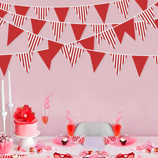 Birthday Party Red White Striped Bunting Flag Banner (32Ft) 5