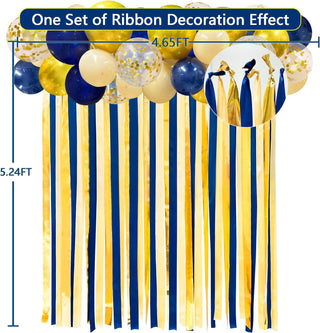 Navy Blue and Gold Balloons and Ribbon Fringe Backdrop (43 Pcs) 4