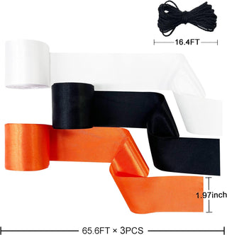 Halloween Party Satin Ribbon Streamer in Black, Orange & White (197Ft) 5