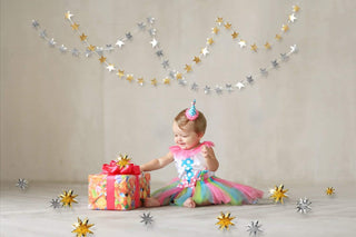 Christmas Metallic Silver Paper Garland with 3D & Five-Pointed Stars 5