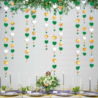 52Ft Green Gold and White Love Heart Garland Hanging Streamer Banner 5