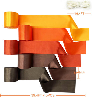 Fall Theme Satin Ribbon in Ombre Brown, Orange & Yellow(197Ft)  5