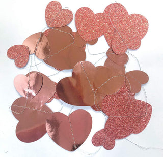 52Ft Rose Gold Heart Garland Hanging Paper Love Heart Streamer 5