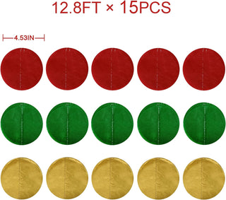 Christmas Polka Dot Garland in Red, Green & Metallic Gold (192Ft) 5