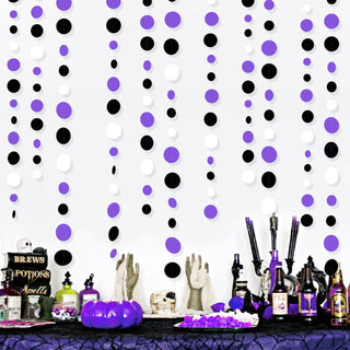 Purple Theme Party Circle Dot Garland in Black, Purple & White (46Ft) 5
