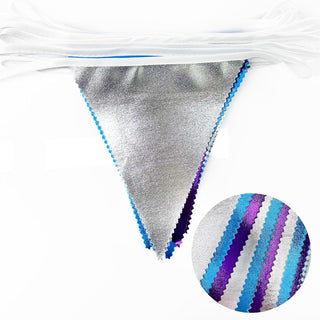 Frozen Party Metallic Fabric Triangle Flag Banner in  Purple, Blue & Silver (32Ft) 5