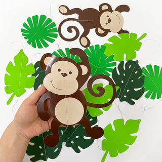Jungle Party Garlands with Monkeys & Palm Leaves Cutouts (46Ft) 5