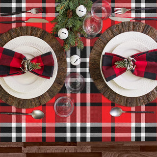Buffalo Plaid Tablecloth in Black, Red and White (54"x108") 4
