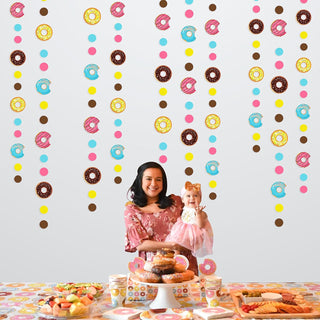Donut Party Polka Dot Garland in Pink, Yellow, Blue & Brown (52Ft) 5