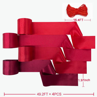 197Ft × 1.97" Ombre Red Ribbon Fringe Hanging Streamer Backdrop Garland 2
