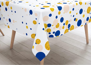 Polka Dot Tablecloth in Blue and Gold (54"x108") 5