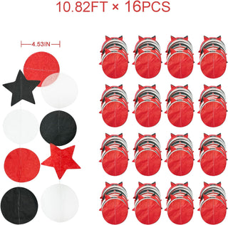 Casino Party Big Star Circle Dot Garland in Red, Black & White (173Ft) 6