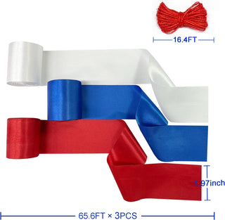 4th of July Party Decor Ribbon Streamer in Red, Blue & White (197Ft) 5