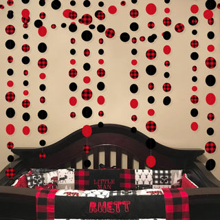 Buffalo Plaid Polka Dot Garlands in Black & Red Checkered (46Ft) 5