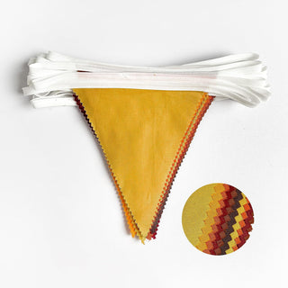 Fall Party Fabric Flag Pennant Garland in Brown, Orange and Yellow (32Ft) 5
