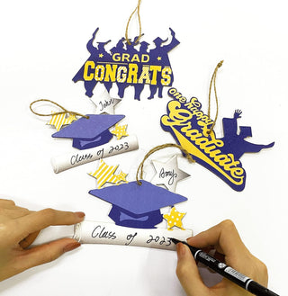 19Pcs Navy Blue and Gold Graduations Decorations Ornaments Grad Congrats 5
