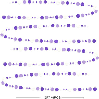 46Ft Purple White Circle Dots Garland Lavender Polka Dot Streamer 4