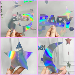 Iridescent Garland with 'Baby', Star, Moon & Circle Dot (75FT) 5