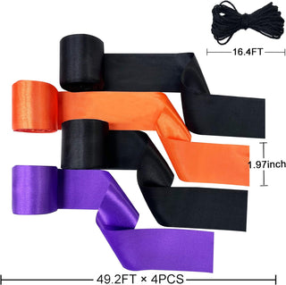 Black, Purple & Orange Satin Ribbon Streamer for Halloween (197Ft) 4