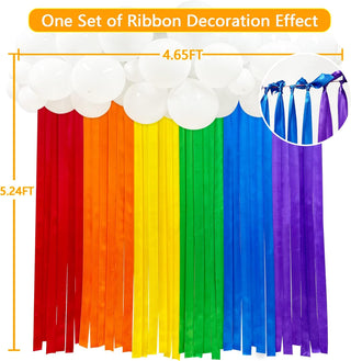 Rainbow Streamers and Cloud White Balloons Backdrop (47 pcs) 5