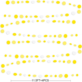 46Ft Yellow White Circle Dots Garland Gradient Yellow Polka Dot Streamer 5