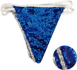 Graduation Party Double Sided Sequin Triangle Banner Flag in Royal Blue & Silver(18Ft) 5