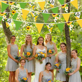 Sunflower Party Fabric Flag Bunting Banner in Yellow & Green  (32Ft) 5