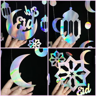 Iridescent Ramadan Mubarak Garland with Star, Moon, Crescent & Lantern 5