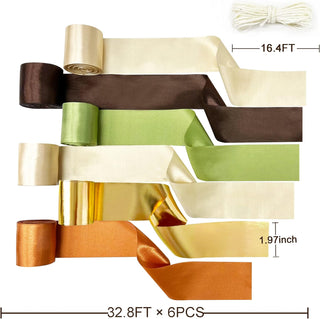 Jungle Party Satin Ribbon Streamer in Sage Green, Brown & Gold (197Ft) 5