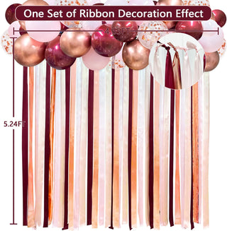 Burgundy and Rose Gold Balloons and Ribbon Streamers (43Pcs) 5