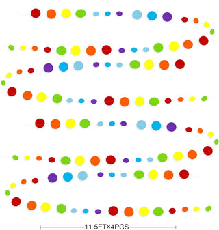 Rainbow Theme Colorful Circle Dots Hanging Paper Garland (46Ft) 5