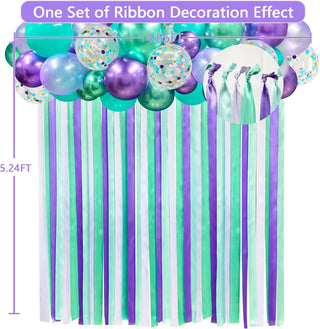 Mermaid Party Balloons and Ribbon Curtain in Teal and Purple  (197Ft) 5