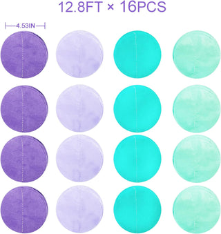 Mermaid Party Polka Dot Paper Garland in Aqua, Purple & Teal (205Ft) 5