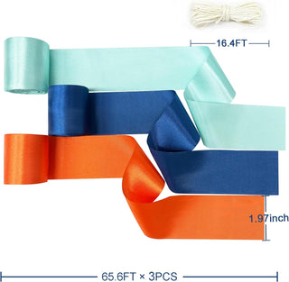 Baby Shower Satin Ribbon in Navy Blue, Orange & Teal (197Ft) 5