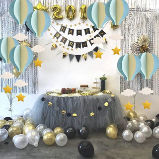 Hot Air Balloon Garlands in Pastel Blue and Yellow (4pcs) 2