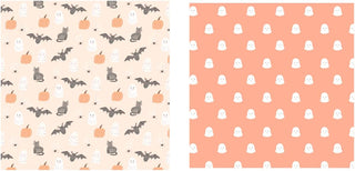 Pastel Halloween Fabric Napkin with Bat Cat Ghost (6pcs) 1