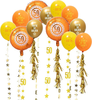 32pcs Gold 50th Birthday Party Balloon and Tassel Garland Set 1