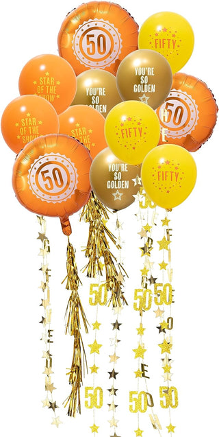 32pcs Gold 50th Birthday Party Balloon and Tassel Garland Set 2
