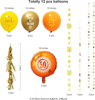 32pcs Gold 50th Birthday Party Balloon and Tassel Garland Set 3