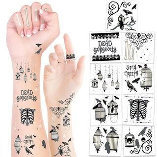 108 pcs Temporary Tattoos Halloween Crow and Cage 1