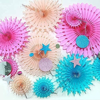 Pastel Tissue Fans and Moon and Star Garlands (12pcs) 7