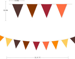 Fall Party Fabric Flag Pennant Garland in Brown, Orange and Yellow (32Ft) 6