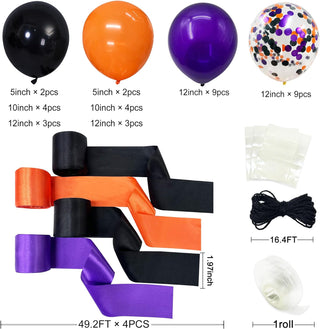 Halloween Party Black Orange Purple Ribbon Balloon Arch Set (197Ft) 6