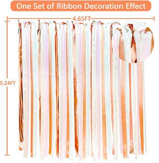 Rose Gold Dusty Pink Streamers Backdrop with Satin Ribbons 197Ft×1.97" 4