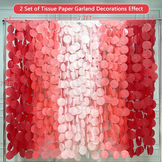 Valentine's Red Party Polka Dot Paper Garland in Ombre Red (192Ft) 5