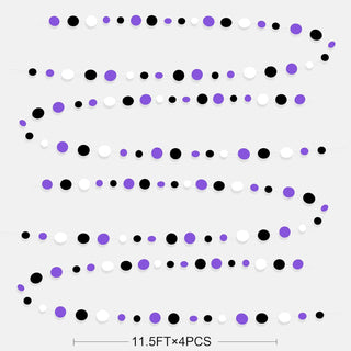 Purple Theme Party Circle Dot Garland in Black, Purple & White (46Ft) 6