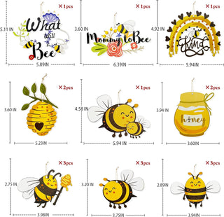 Wooden Bee Baby Shower Decoration Banner (17pcs)  6