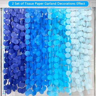 Beach Theme Blue Party Circle Dot Paper Garland in Ombre Blue(205Ft) 6
