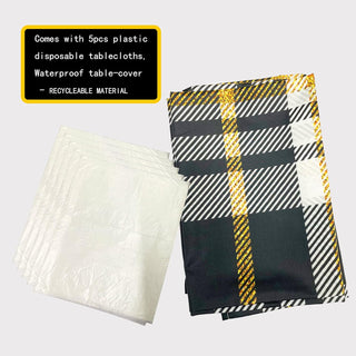 Buffalo Plaid Tablecloth in Black, Gold and White (54"x108") 7
